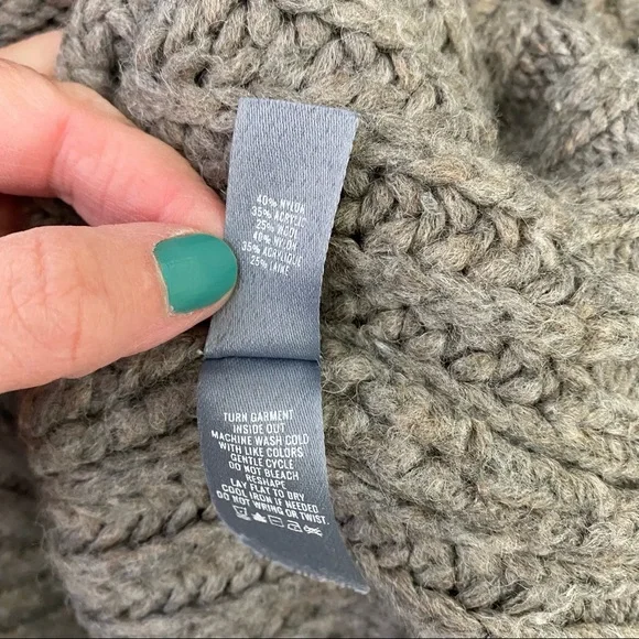 AERIE Grey marled Chunky Rib Mix Stitch Sweater Small - Picture 5 of 8